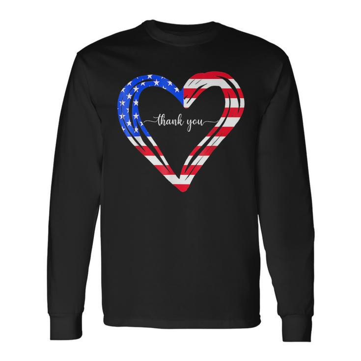 Thank You For Your Services Patriotic Heart Veterans Day Long Sleeve T-Shirt