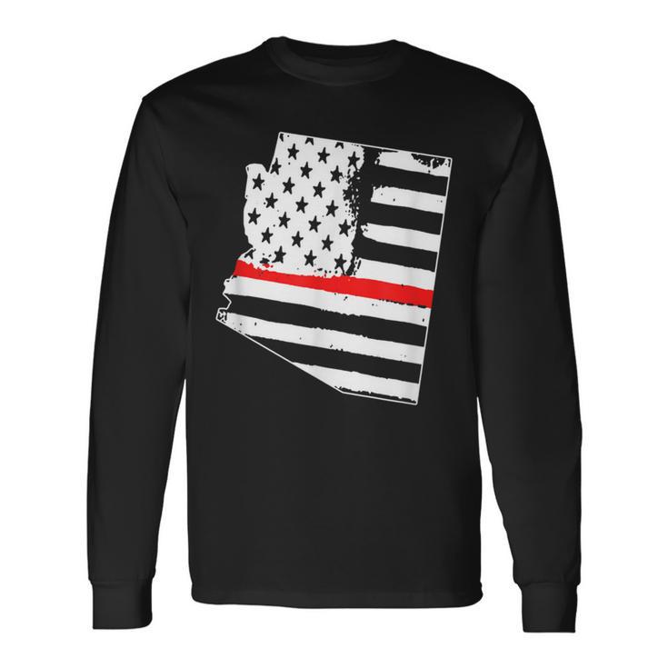 Thin Red Line Firefighter Flag Phoenix Arizona RED Long Sleeve T-Shirt