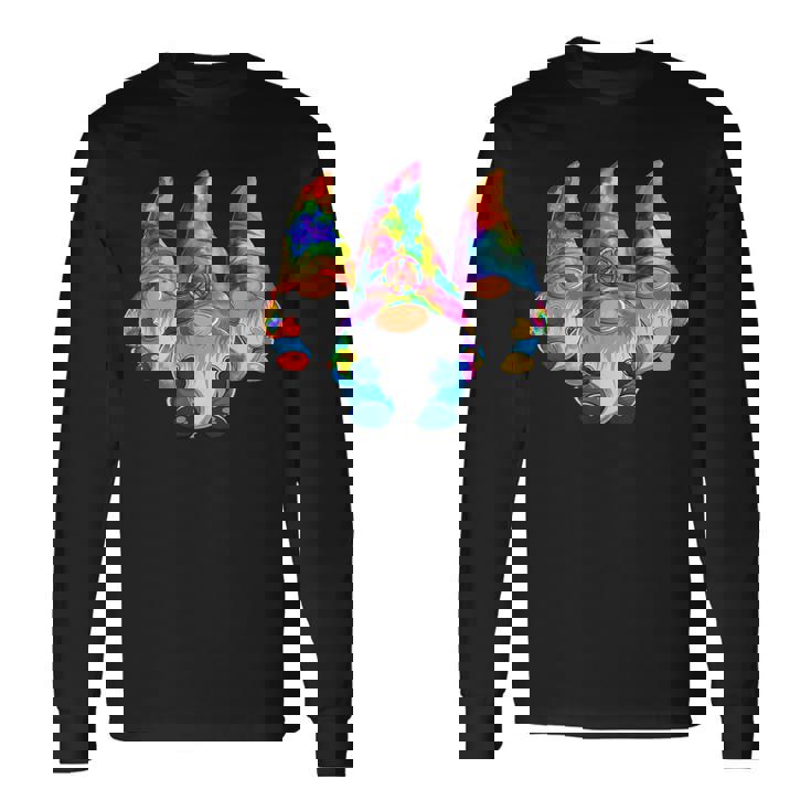 Three Hippie Gnomes Retro Tie Dye Style A Peace Love Gnomies Long Sleeve T-Shirt