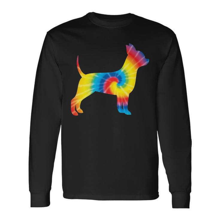 Tie Dye Chihuahua Rainbow Print Dog Pup Hippie Peace Long Sleeve T-Shirt