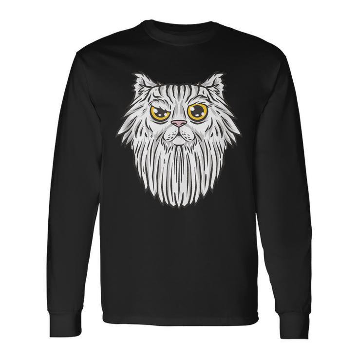 Tiger-Cat Bearded White Long Sleeve T-Shirt