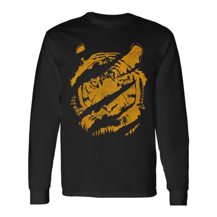 Tiger Wild Cat Claw Chinese Bengal Animal Long Sleeve T-Shirt