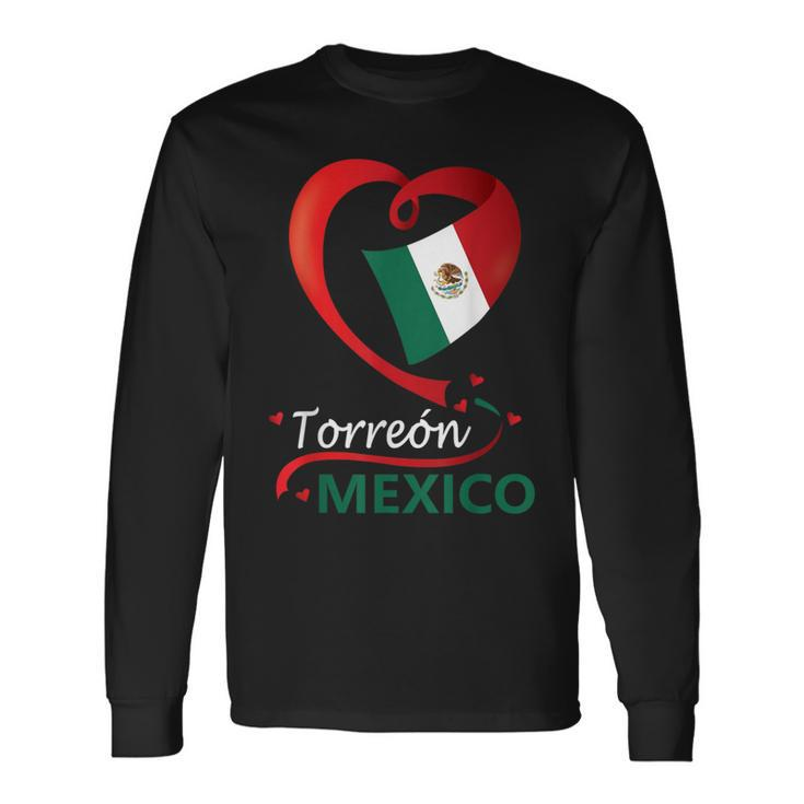 Torreón Coahuila Mexico Heart Flag Mexicana Corazon Mujer Long Sleeve T-Shirt