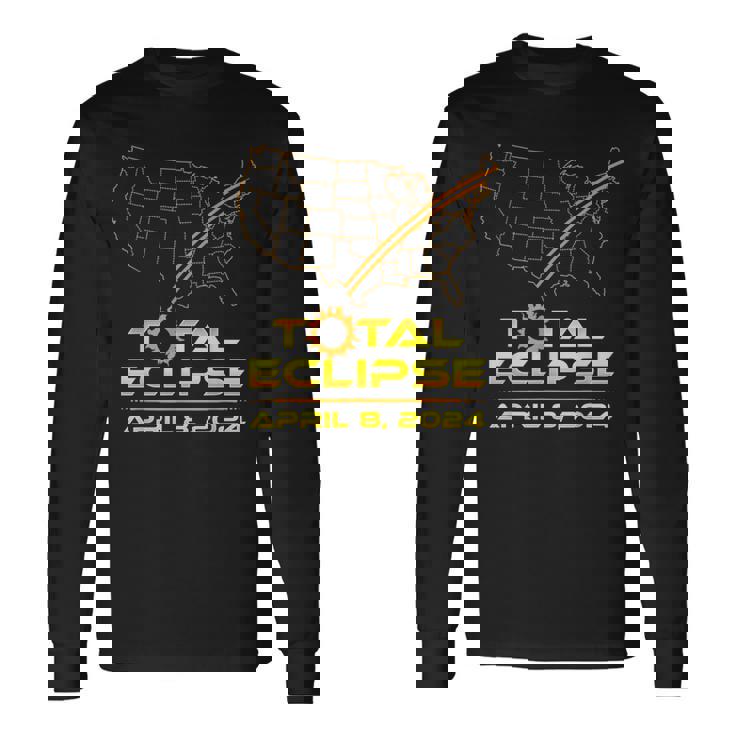 Total Eclipse April 8 2024 Path Of Totality Long Sleeve T-Shirt
