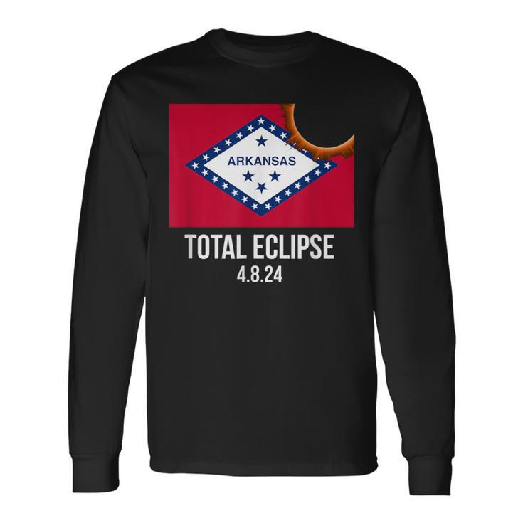 Total Eclipse Arkansas Flag 2024 Solar Eclipse For Groups Long Sleeve T-Shirt