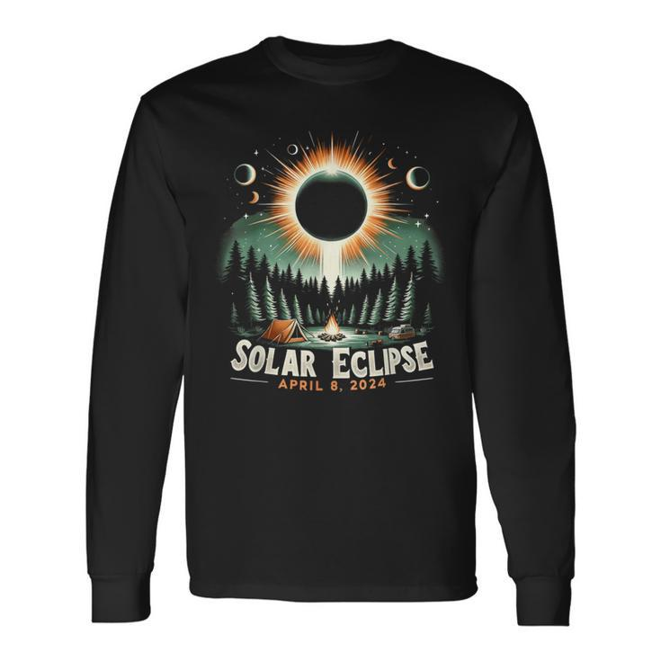 Total Solar Eclipse 04082024 American Solar Eclipse Long Sleeve T-Shirt Gifts ideas