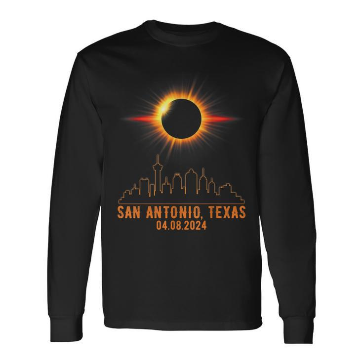 Total Solar Eclipse 04082024 San Antonio Texas Long Sleeve T-Shirt