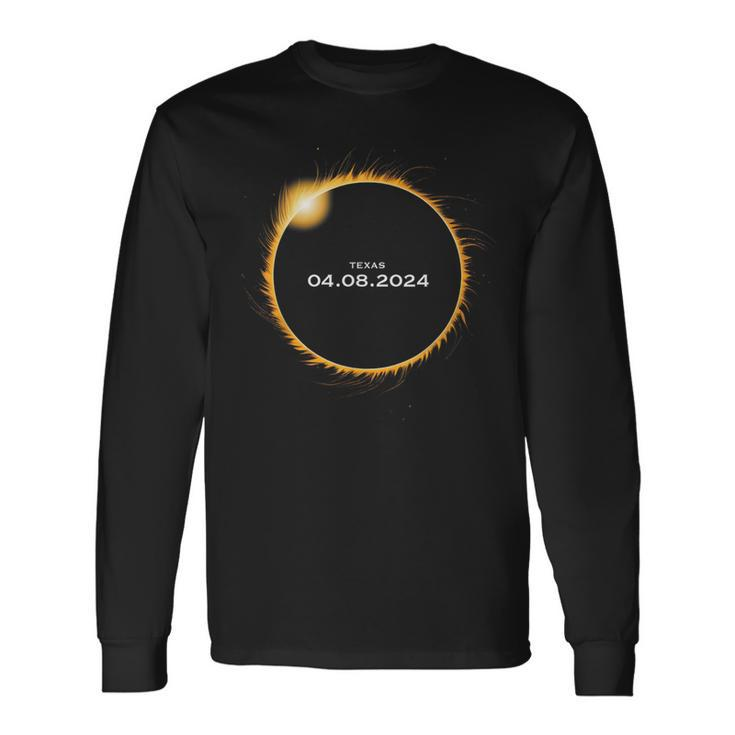 Total Solar Eclipse 2024 8Th April Totality 04082024 Texas Long Sleeve T-Shirt