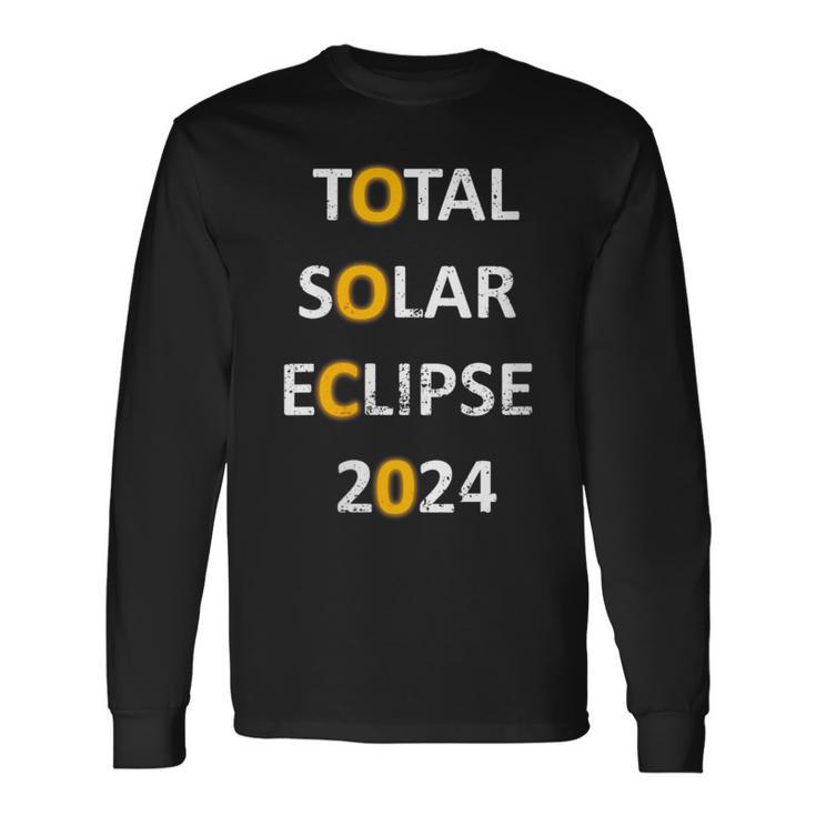 Total Solar Eclipse 2024 America Event Distressed Long Sleeve T-Shirt