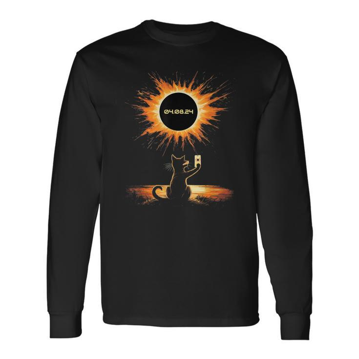 Total Solar Eclipse 2024 April 8 Cat America Totality Long Sleeve T-Shirt