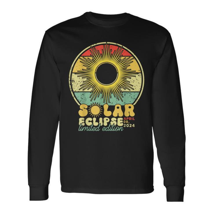 Total Solar Eclipse 2024 April 8 2024 Retro Limited Edition Long Sleeve T-Shirt