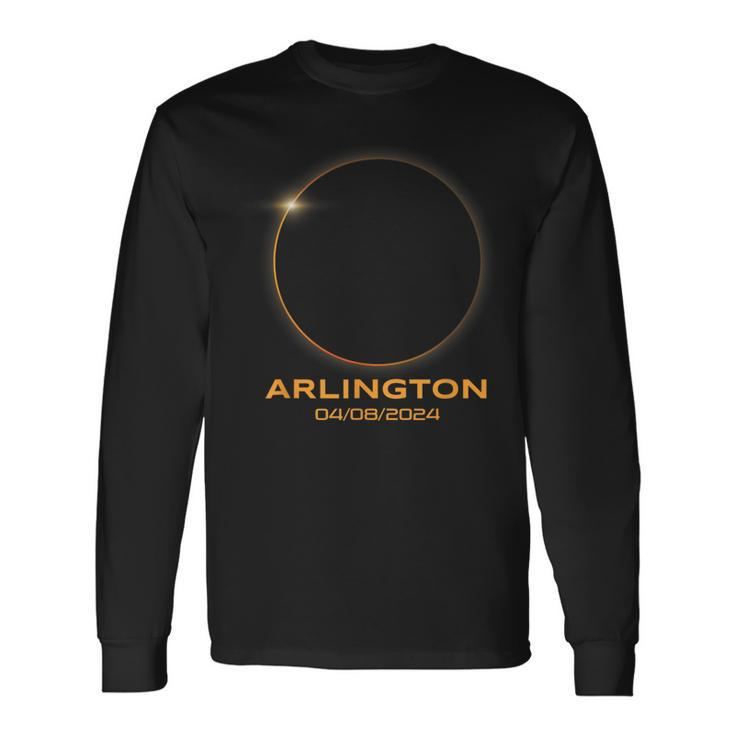 Total Solar Eclipse 2024 Arlington Texas Path Of Totality Long Sleeve T-Shirt