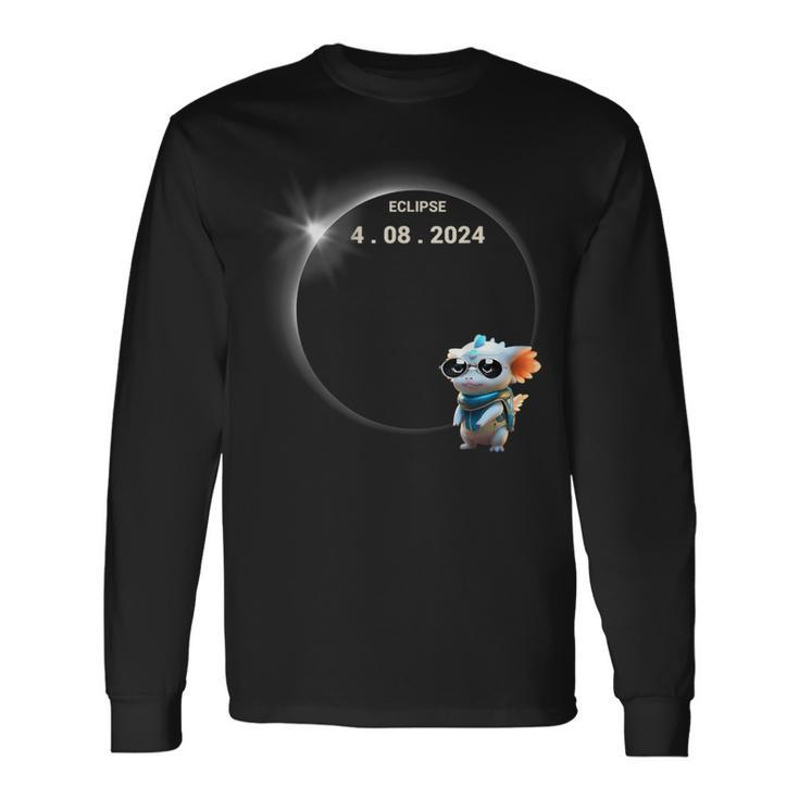Total Solar Eclipse 2024 Axolotl In Astronomy Glasses Long Sleeve T-Shirt