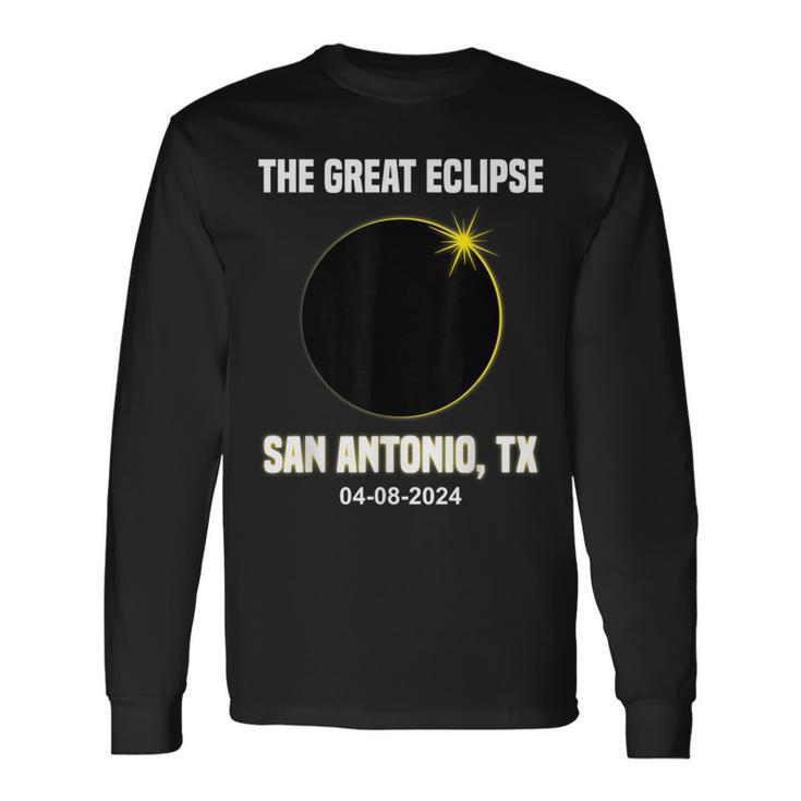 Total Solar Eclipse 2024 City San Antonio Texas Eclipse Long Sleeve T-Shirt