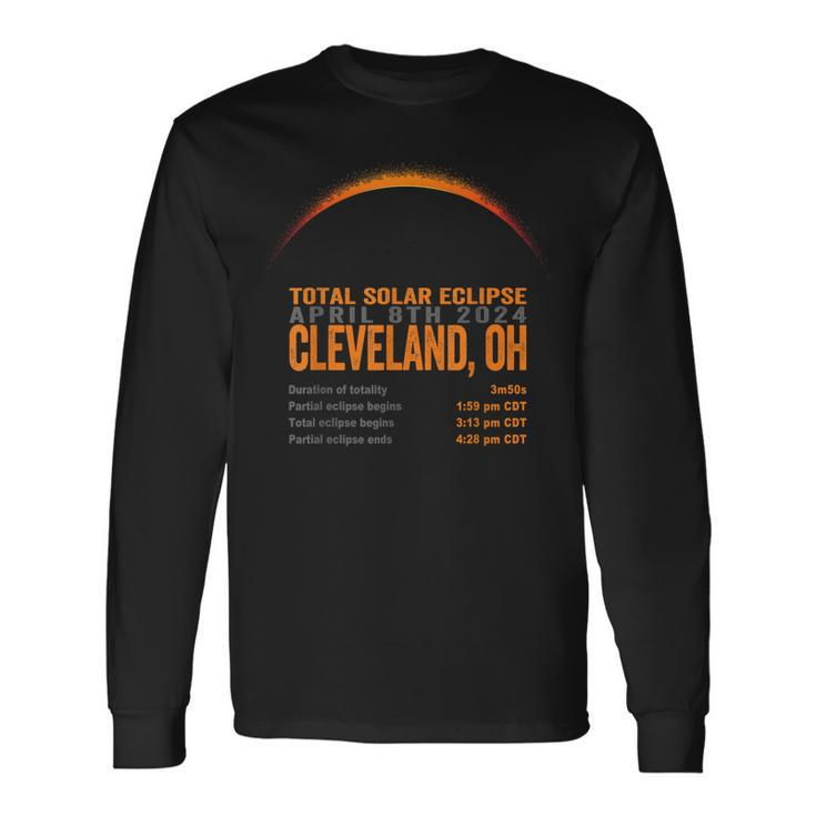 Total Solar Eclipse 2024 Cleveland Ohio Path Of Totality Long Sleeve T-Shirt