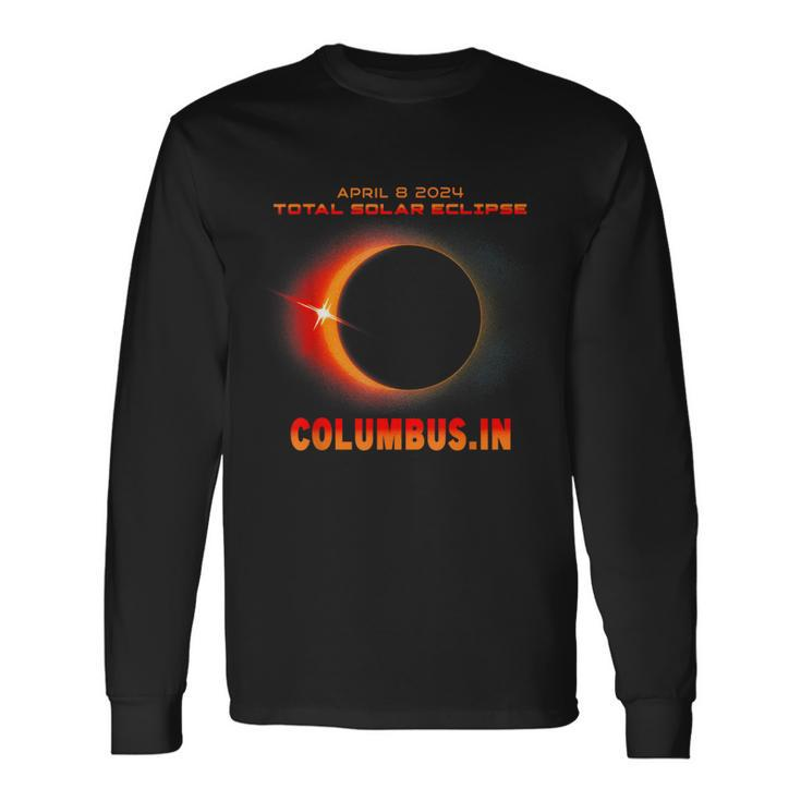 Total Solar Eclipse 2024 Columbus Indiana Long Sleeve T-Shirt