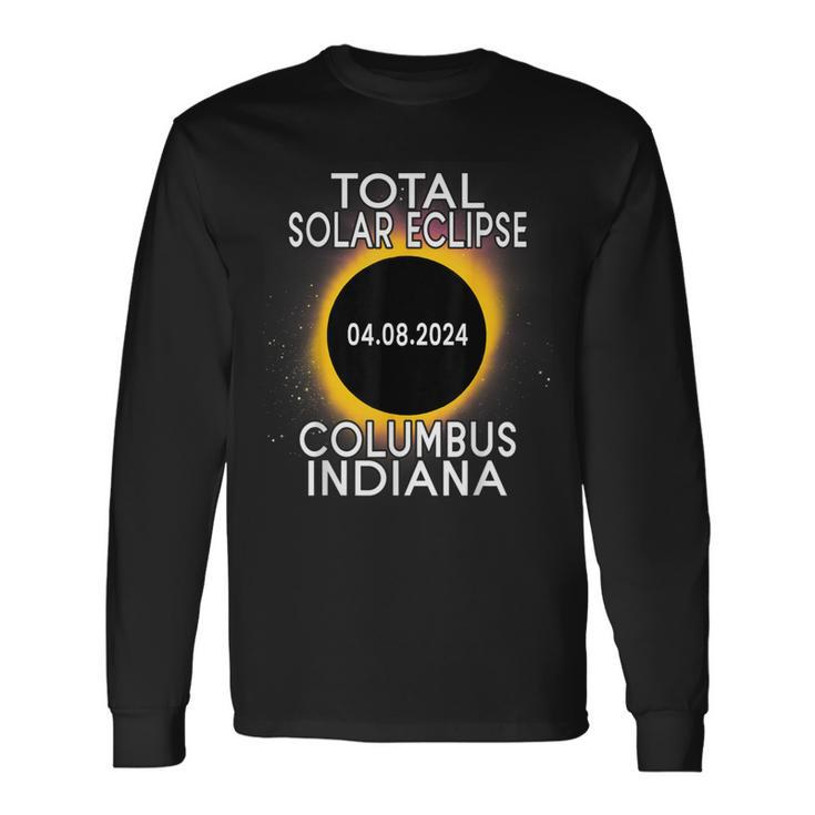 Total Solar Eclipse 2024 Columbus Indiana Path Of Totality Long Sleeve T-Shirt