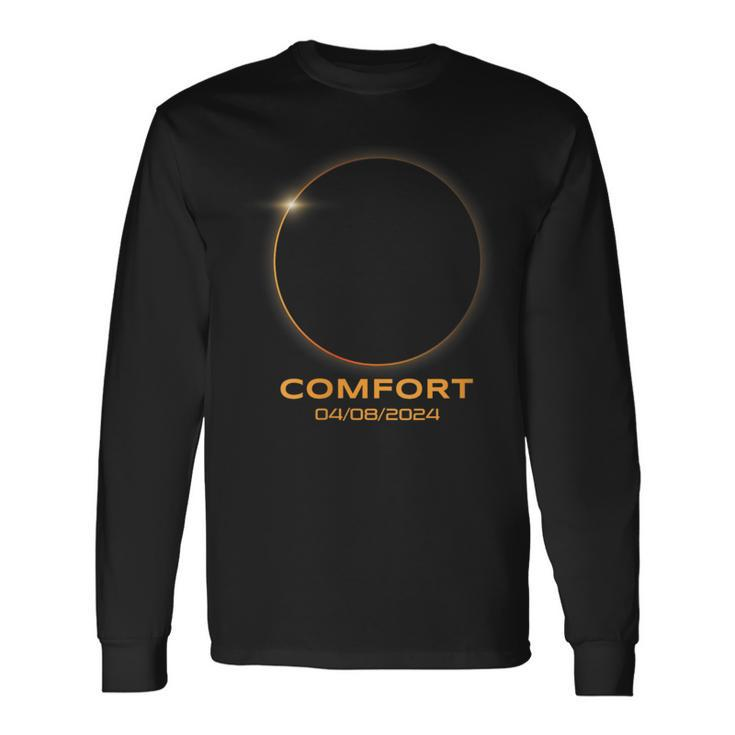 Total Solar Eclipse 2024 Comfort Texas Path Of Totality Long Sleeve T-Shirt