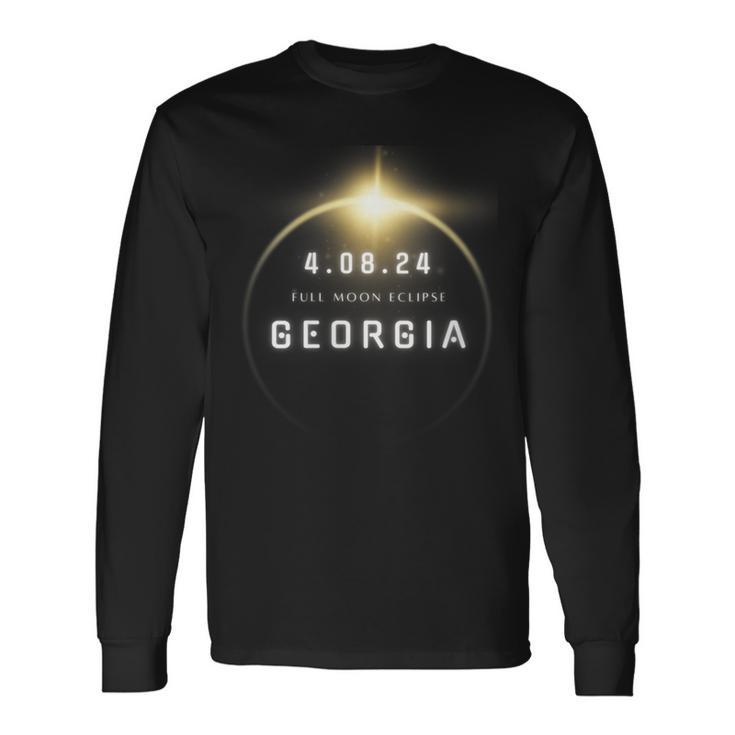 Total Solar Eclipse 2024 Georgia Long Sleeve T-Shirt
