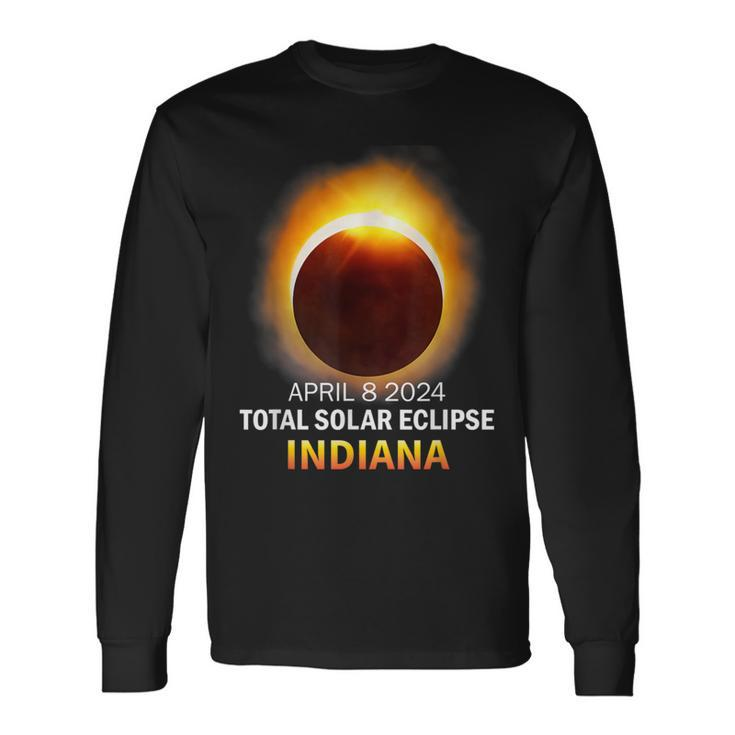 Total Solar Eclipse 2024 Indiana April 8 America Totality Long Sleeve T-Shirt