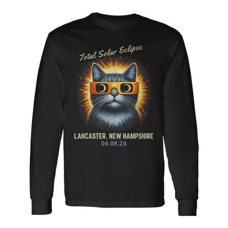 Total Solar Eclipse 2024 Lancaster New Hampshire Cat Lover Long Sleeve T-Shirt