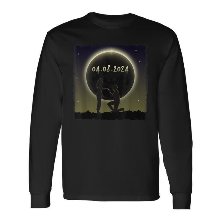 Total Solar Eclipse 2024 Marriage Proposal America Totality Long Sleeve T-Shirt