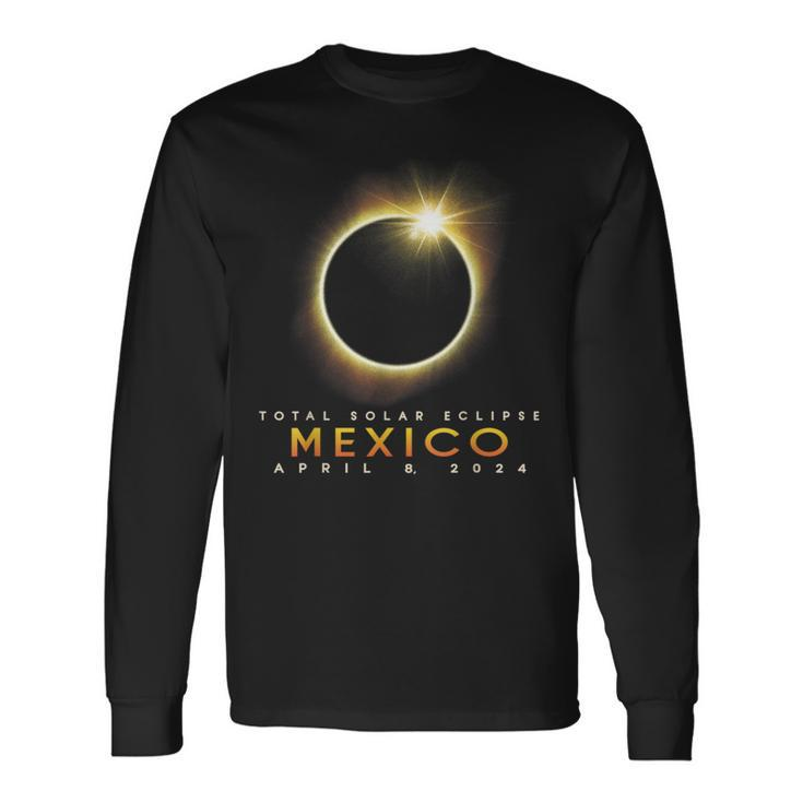 Total Solar Eclipse 2024 Mexico April 8 2024 Moon Cover Long Sleeve T-Shirt