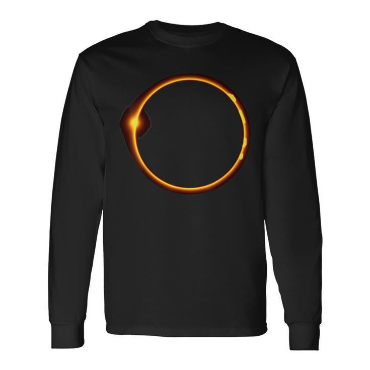 Total Solar Eclipse 2024 Minimalist Ring Long Sleeve T-Shirt Gifts ideas
