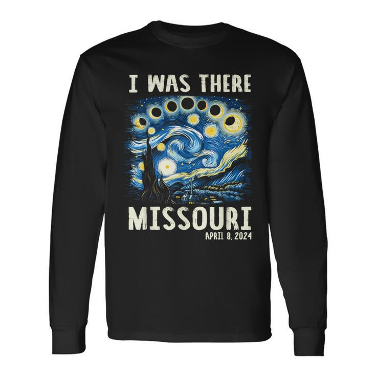 Total Solar Eclipse 2024 Missouri Starry Night Painting Long Sleeve T-Shirt