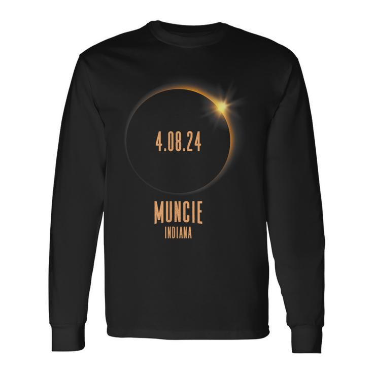 Total Solar Eclipse 2024 Muncie Indiana Usa Long Sleeve T-Shirt