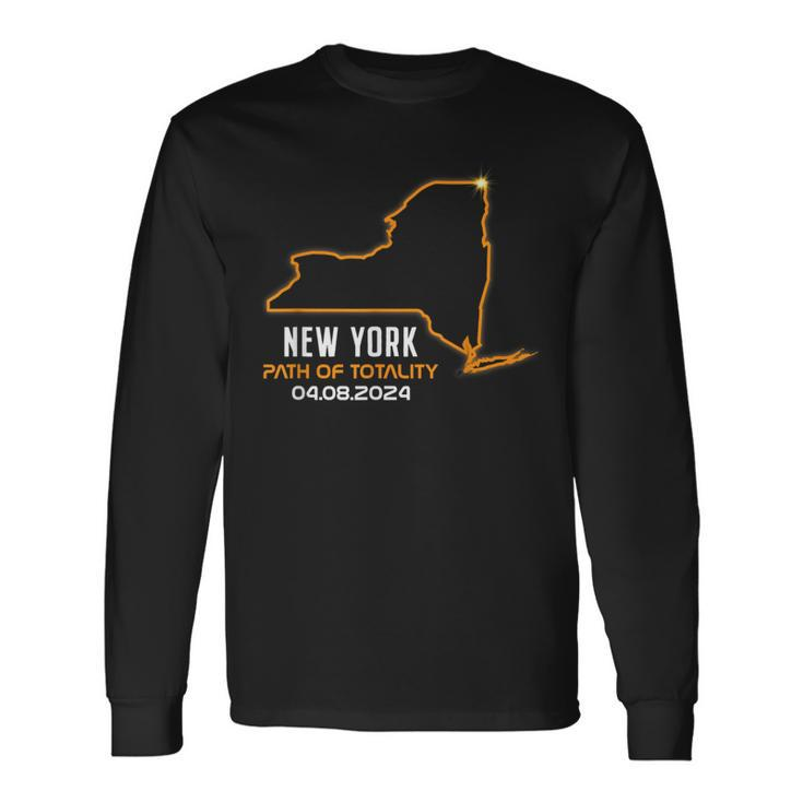Total Solar Eclipse 2024 New York April 8 America Totality Long Sleeve T-Shirt
