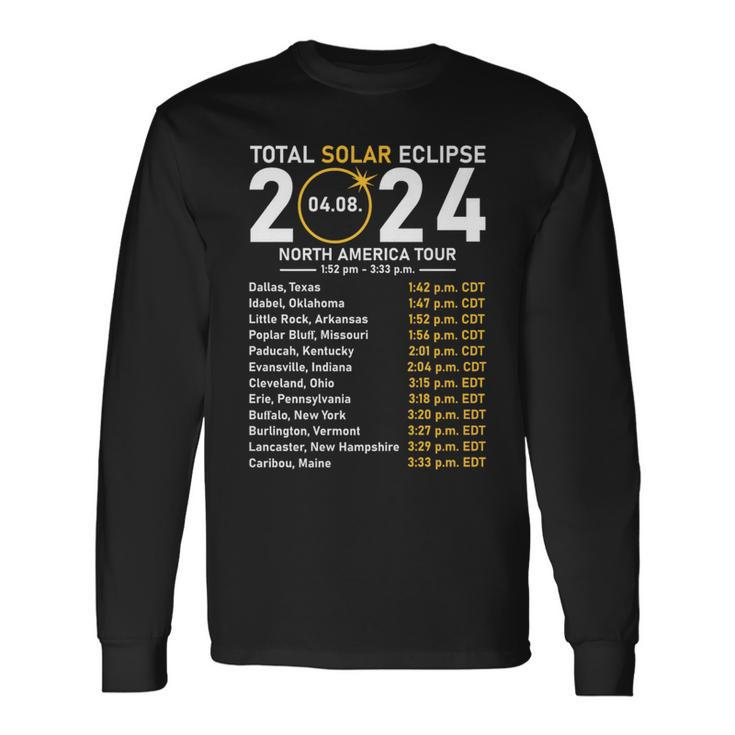 Total Solar Eclipse 2024 North America Tour State Totality Long Sleeve T-Shirt