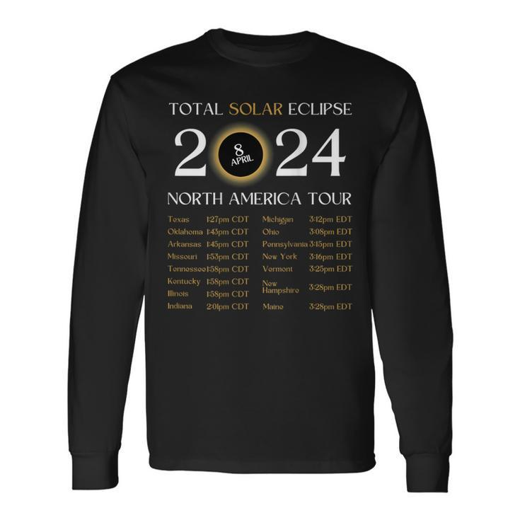 Total Solar Eclipse 2024 North America Tour Totality Long Sleeve T-Shirt