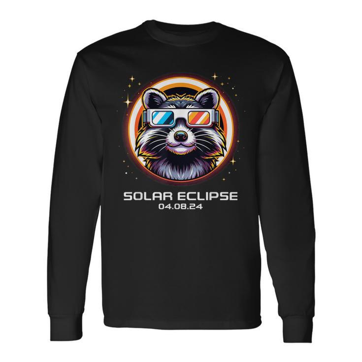 Total Solar Eclipse 2024 Raccoon Totality Cute Matching Long Sleeve T-Shirt