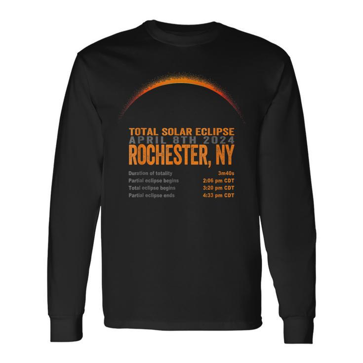 Total Solar Eclipse 2024 Rochester New York Path Of Totality Long Sleeve T-Shirt