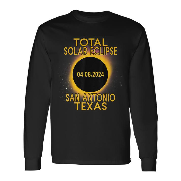 Total Solar Eclipse 2024 San Antonio Texas Path Of Totality Long Sleeve T-Shirt