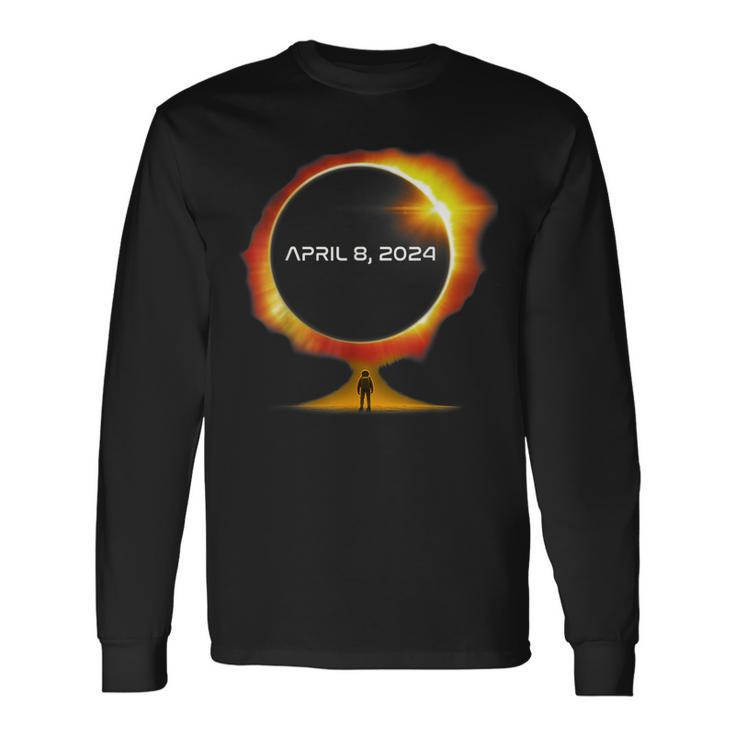 Total Solar Eclipse 2024 Totality Astronaut Family Long Sleeve T-Shirt