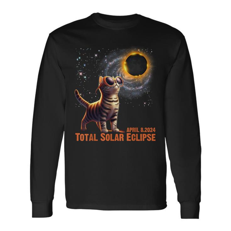 Total Solar Eclipse 2024 Tour Of America 040824 Cat Lover Long Sleeve T-Shirt