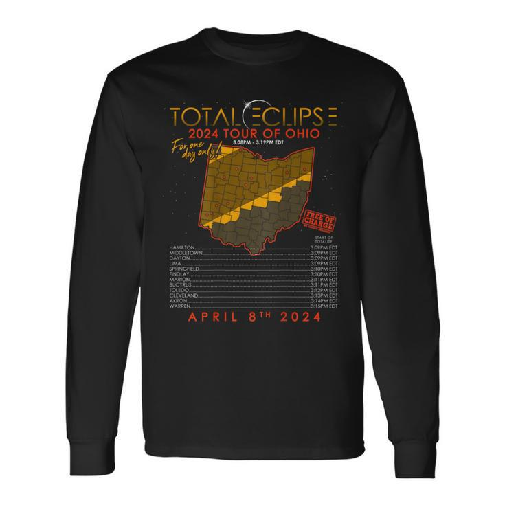 Total Solar Eclipse 2024 Tour Of Ohio April 8Th Long Sleeve T-Shirt