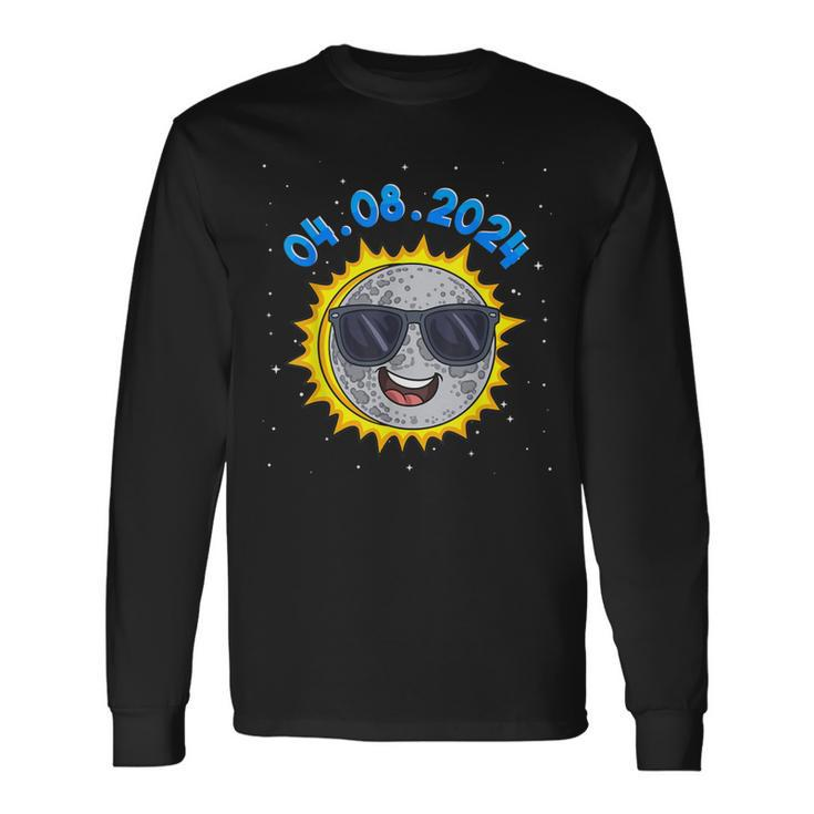 Total Solar Eclipse 2024 Usa Astronomy Totality Sun Moon Long Sleeve T-Shirt