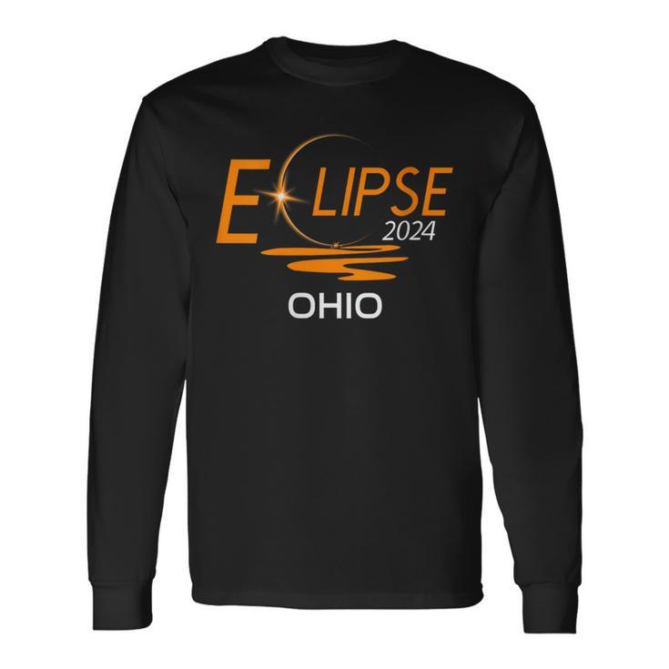 Total Solar Eclipse 2024 Usa Ohio Path Of Totality Long Sleeve T-Shirt