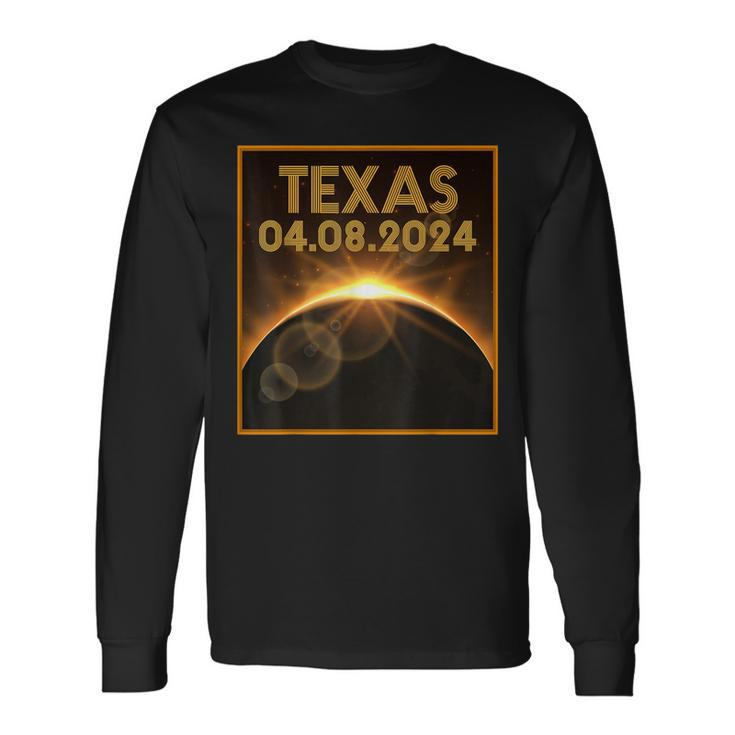 Total Solar Eclipse 2024 Usa Texas Totality April 8 2024 Long Sleeve T-Shirt