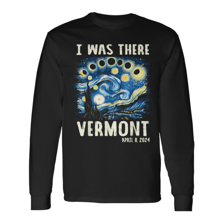 Total Solar Eclipse 2024 Vermont Starry Night Painting Long Sleeve T-Shirt
