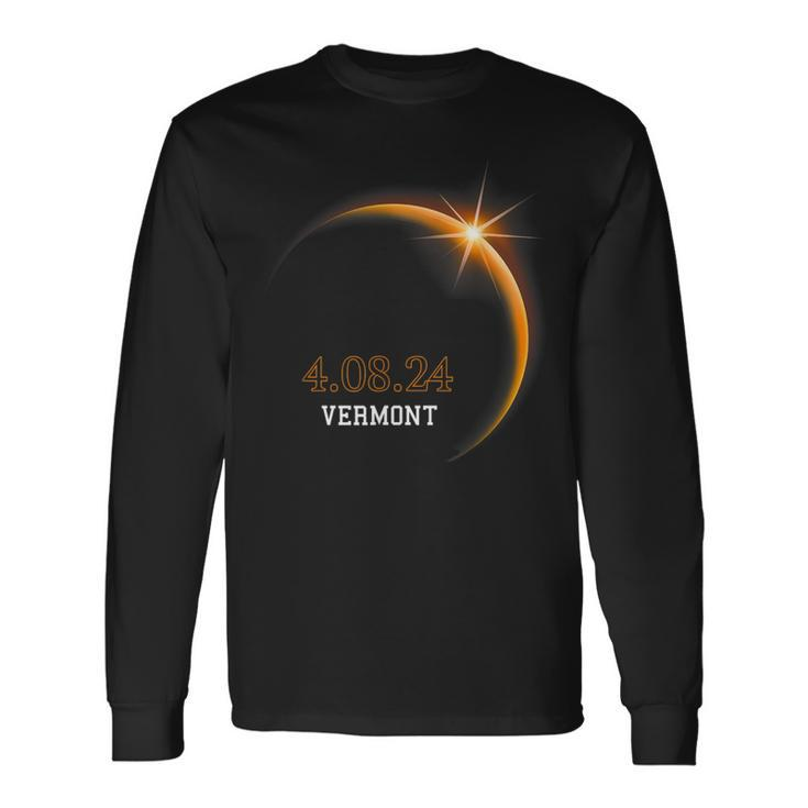 Total Solar Eclipse 2024 Vermont Totality Spring 40824 Long Sleeve T-Shirt