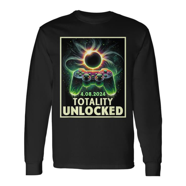 Total Solar Eclipse 2024 Video Game Controller Boys Long Sleeve T-Shirt Gifts ideas