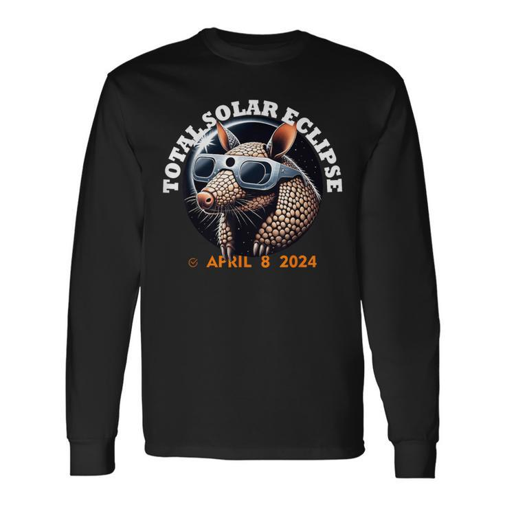 Total Solar Eclipse 4 8 2024 Path American Armadillo Eclipse Long Sleeve T-Shirt Gifts ideas