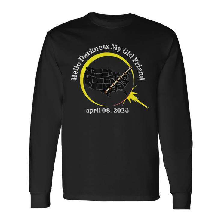 Total Solar Eclipse April 08 2024 Tour Of America Usa Map Long Sleeve T-Shirt Gifts ideas