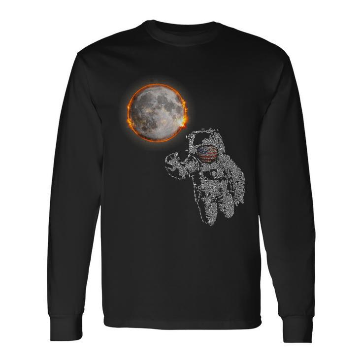Total Solar Eclipse April 4 2024 Astronaut Long Sleeve T-Shirt Gifts ideas