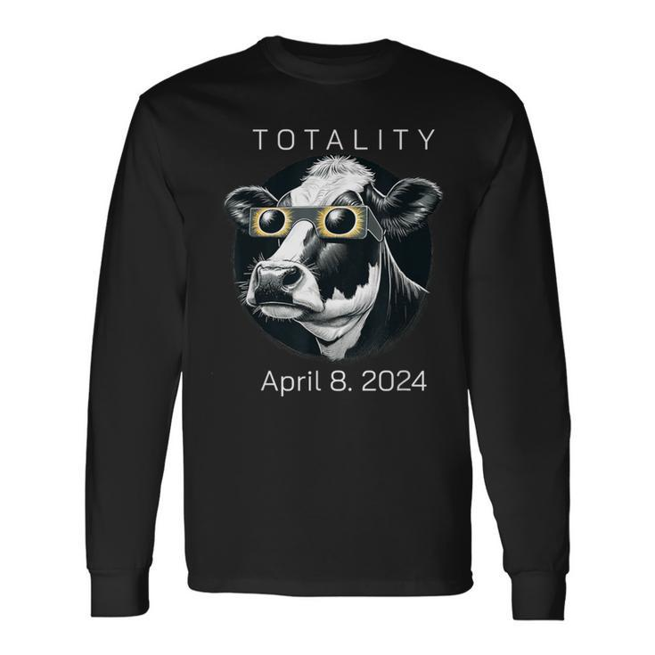 Total Solar Eclipse April 8 2024 Cow Watching Solar Eclipse Long Sleeve T-Shirt
