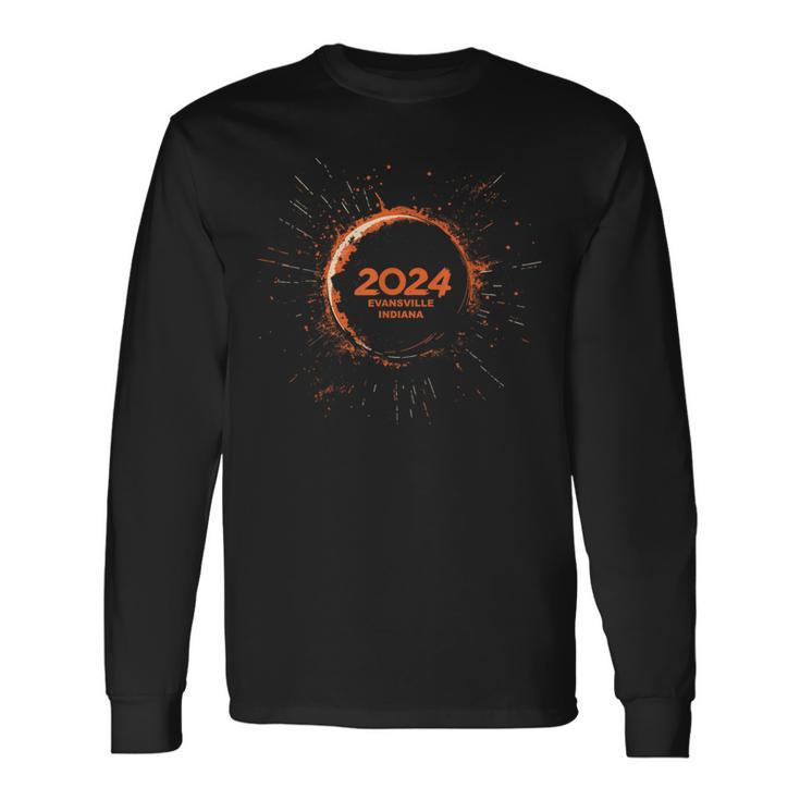 Total Solar Eclipse April 8 2024 Evansville Indiana Long Sleeve T-Shirt